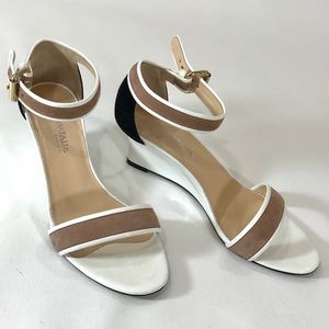 Aquatalia Patent & Suede Wedge Sandals 8.5 8 1/2 M